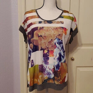 APT. 9 Women's Abstract Collage Floral Blouse PL